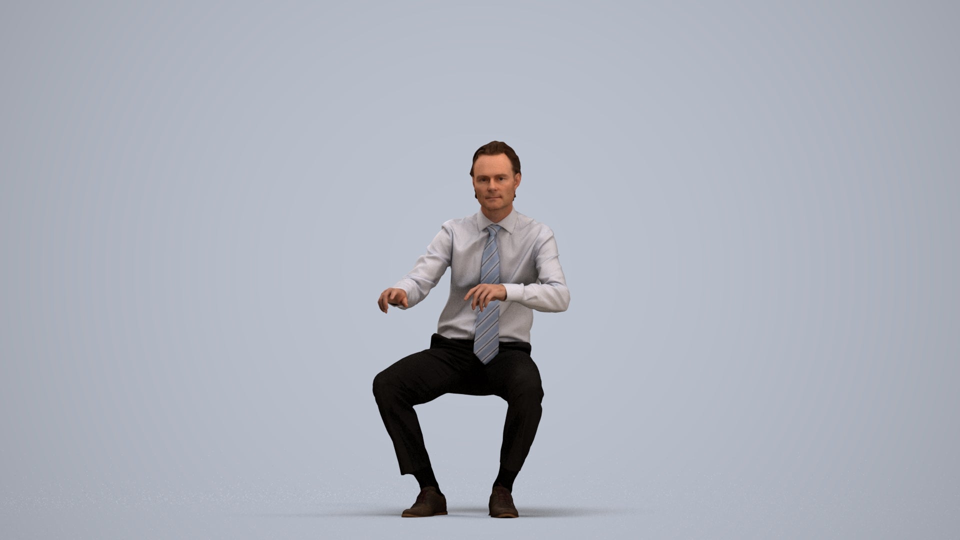 3D human model man business, photogrammetry scanned person for archviz, standing pose render
