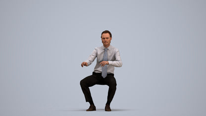 3D human model man business, photogrammetry scanned person for archviz, standing pose render