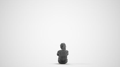 realistic 3D girl casual kids, scanned archviz people for Blender and 3ds Max, wireframe front view
