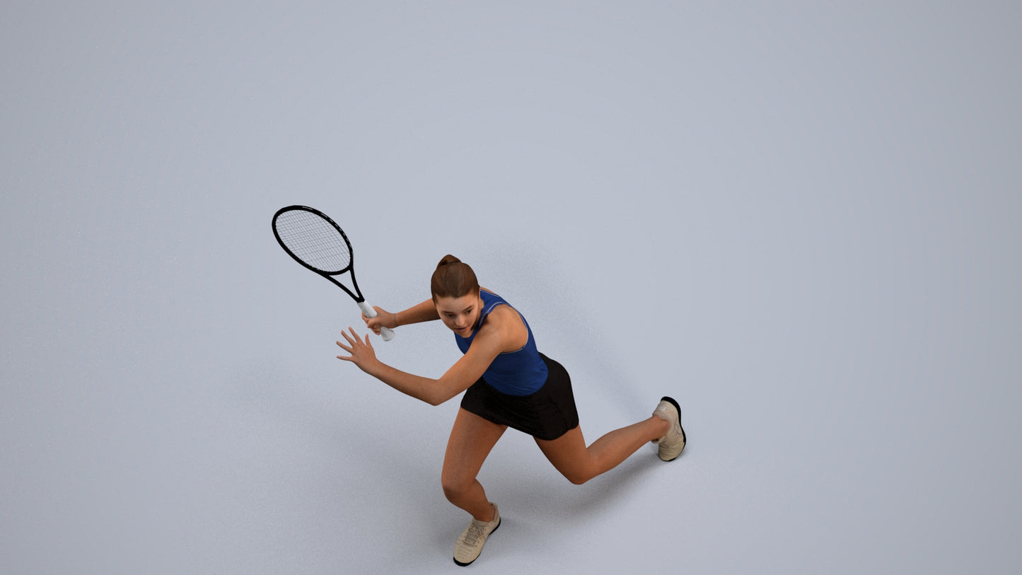 realistic 3D human girl sport, archviz people FBX OBJ for Blender, back view render
