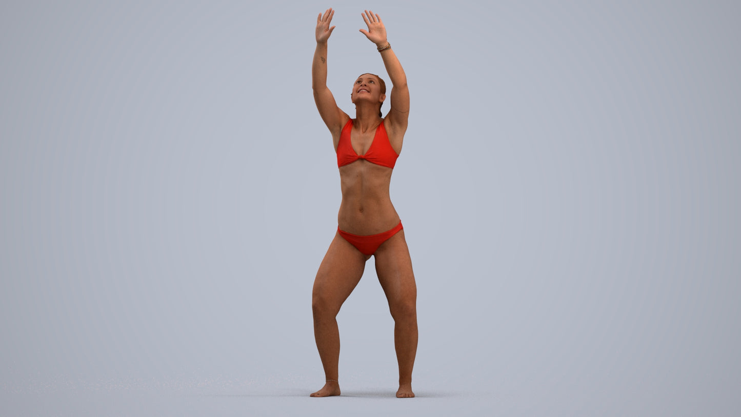 scanned 3D woman pool, photogrammetry people for Enscape and V-Ray, standing pose render