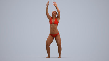 scanned 3D woman pool, photogrammetry people for Enscape and V-Ray, standing pose render