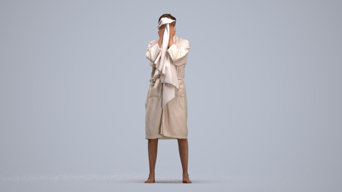 realistic 3D man bathroom, scanned archviz people for Blender and 3ds Max, standing pose render
