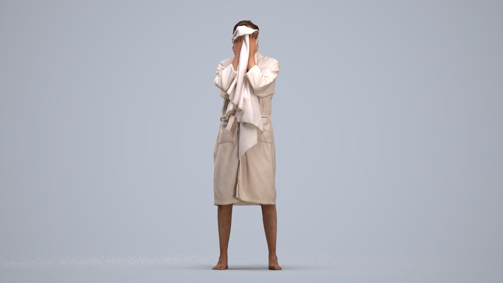 realistic 3D man bathroom, scanned archviz people for Blender and 3ds Max, standing pose render