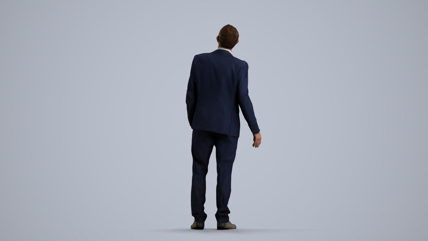 3D people model senior man business, scanned human for 3ds Max rendering, front view render