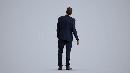 3D people model senior man business, scanned human for 3ds Max rendering, front view render