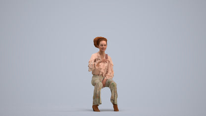 realistic 3D human woman casual sitting, archviz people FBX OBJ for Blender, standing pose render