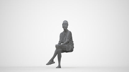 realistic 3D woman casual mix, scanned archviz people for Blender and 3ds Max, wireframe back view