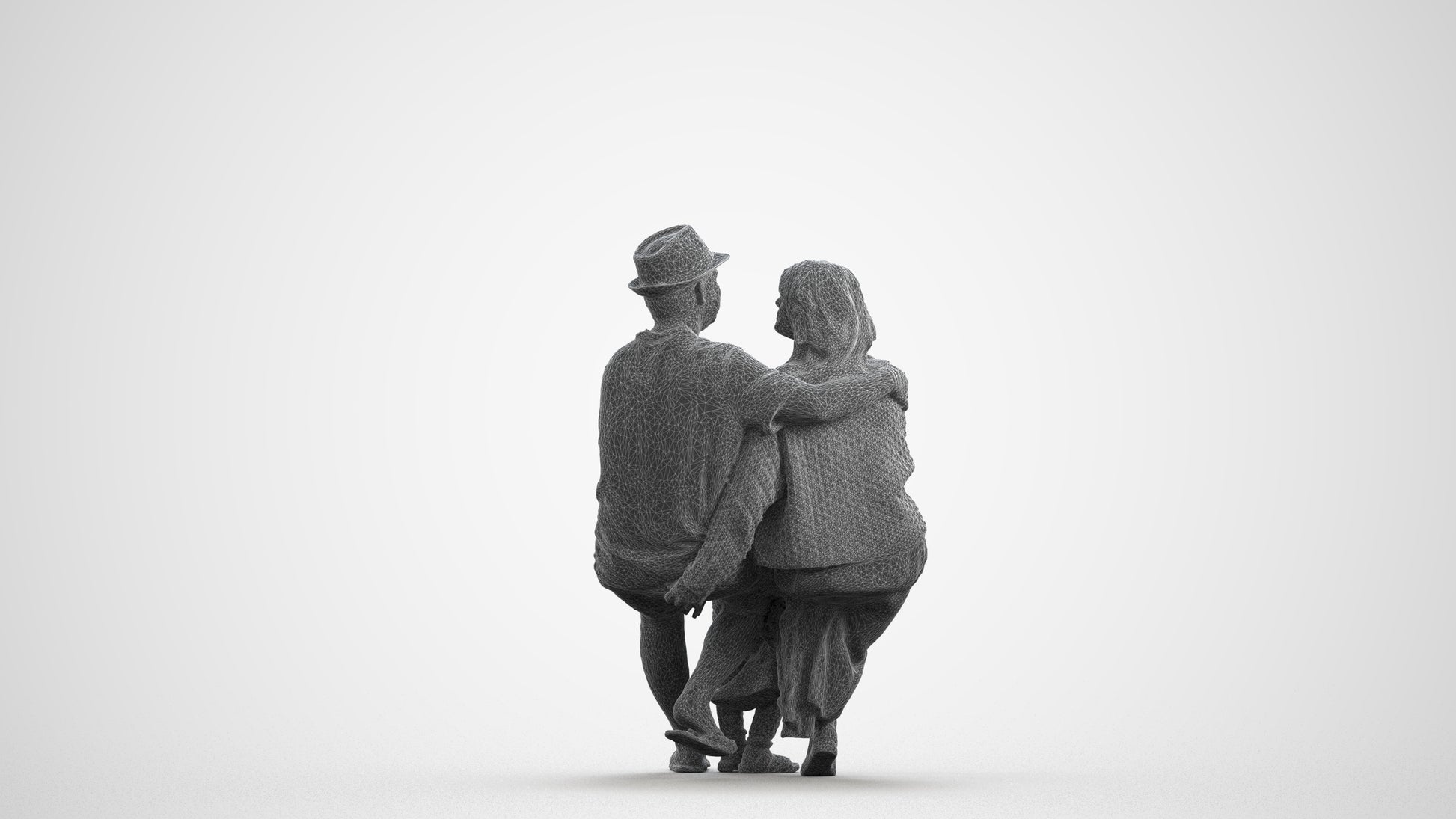 3D scanned girl kids, photorealistic archviz people for Enscape and SketchUp, wireframe front view