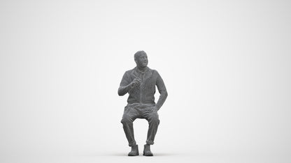 3D scanned man sitting business, photorealistic archviz people for Enscape and SketchUp, three-quarter front view render