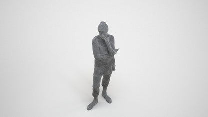 realistic 3D people senior woman casual standing, render-ready for V-Ray and Corona, FBX OBJ, wireframe three-quarter view