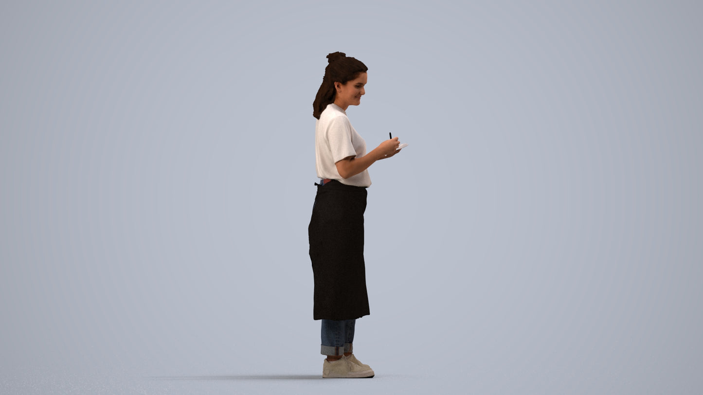 photogrammetry 3D woman mix, realistic human model archviz FBX, side view render