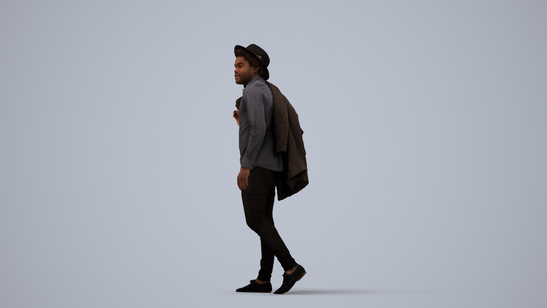 realistic 3D people man casual standing, render-ready for V-Ray and Corona, FBX OBJ, three-quarter view render