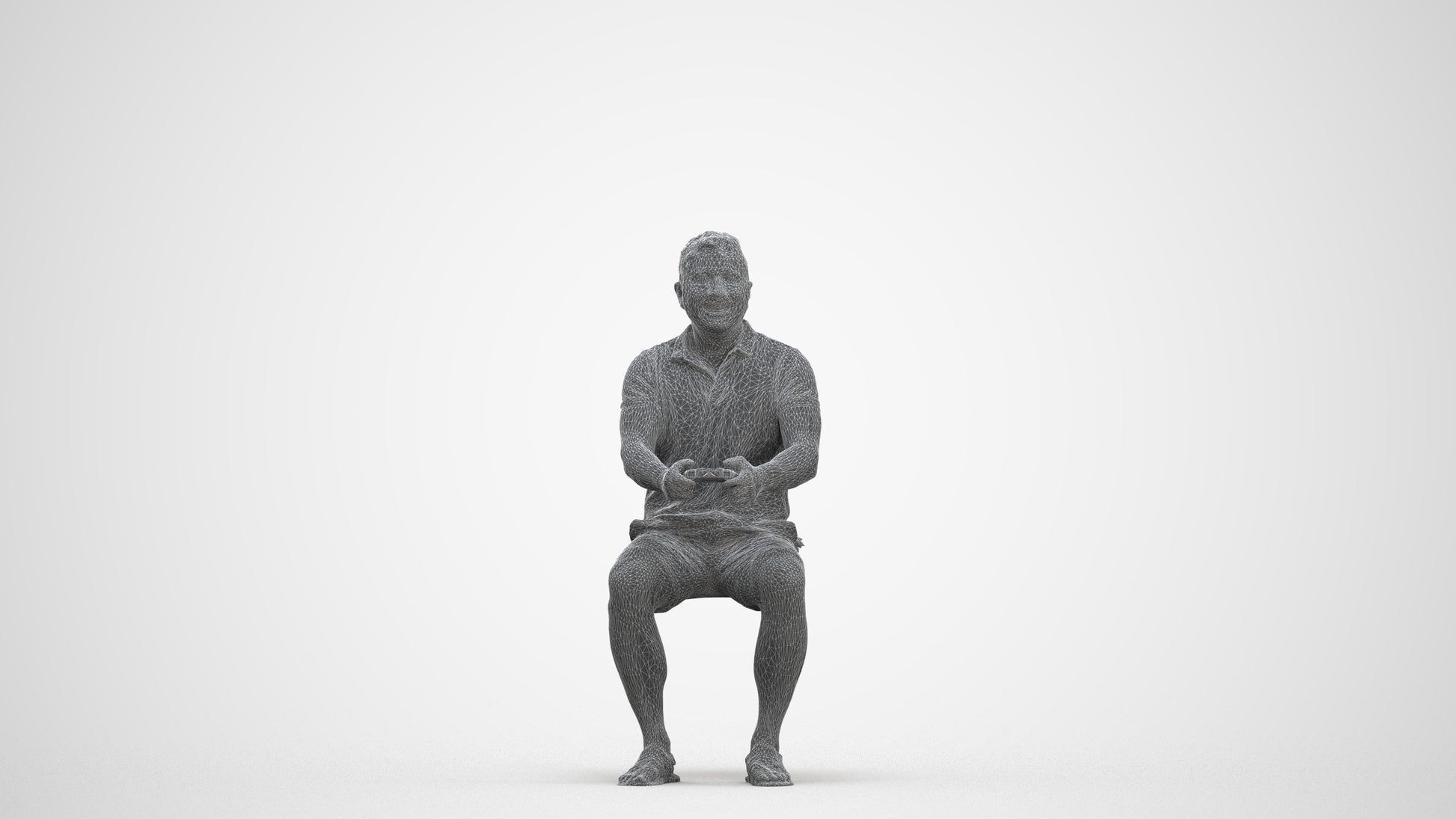 realistic 3D people man casual sitting, render-ready for V-Ray and Corona, FBX OBJ, three-quarter front view render