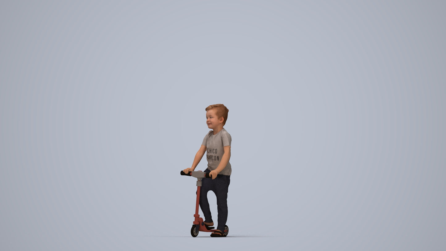 3D people model boy casual kids, scanned human for 3ds Max rendering, top-down view render