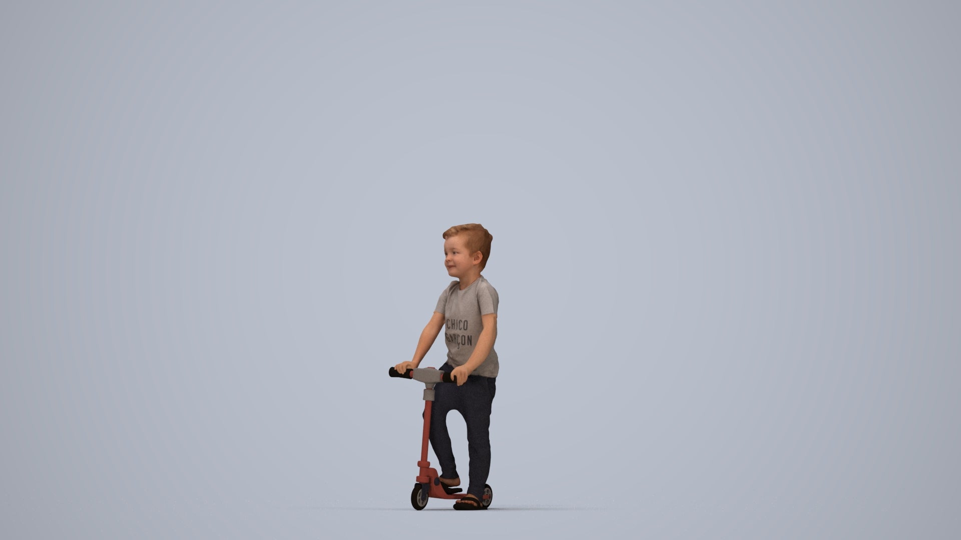 3D people model boy casual kids, scanned human for 3ds Max rendering, top-down view render