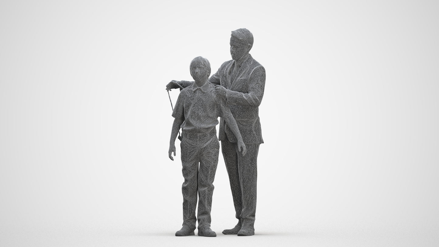 3D people model girl kids, scanned human for 3ds Max rendering, three-quarter front view render
