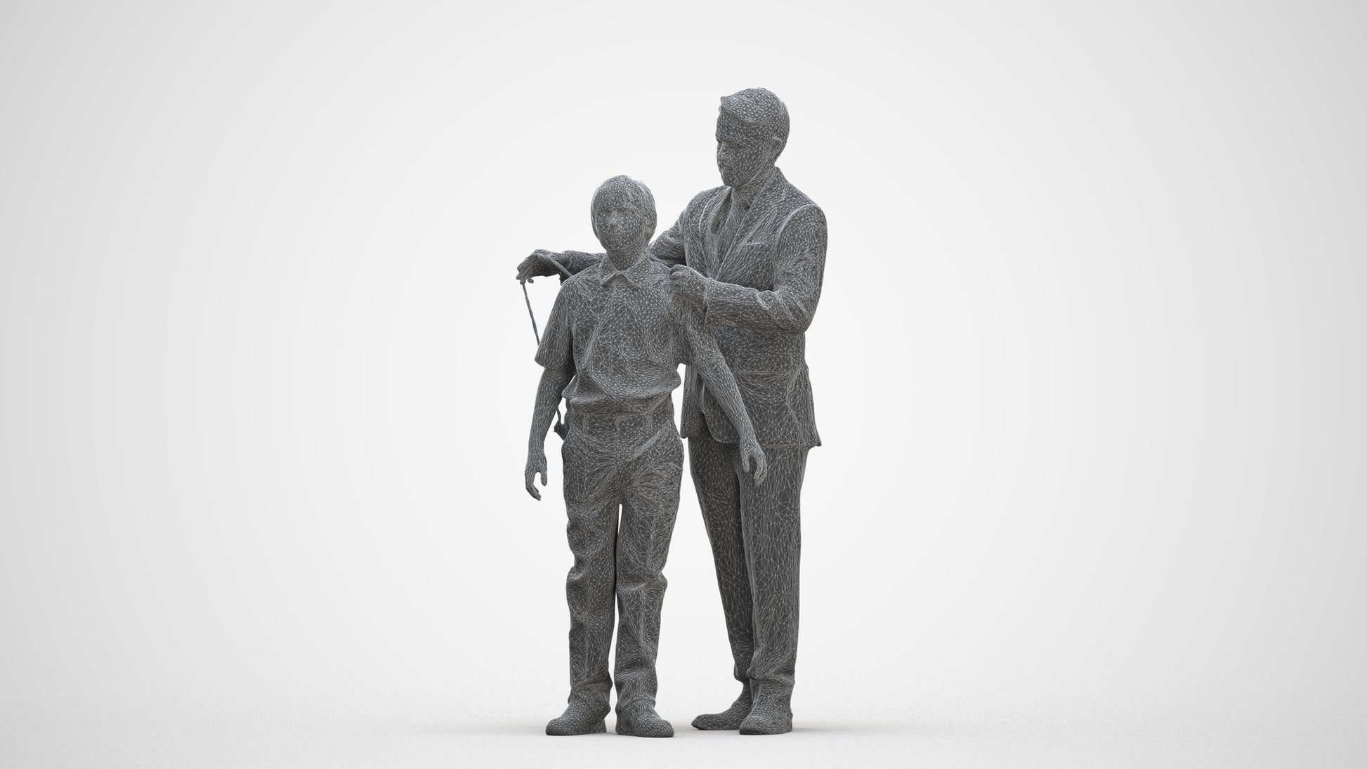 3D people model girl kids, scanned human for 3ds Max rendering, three-quarter front view render