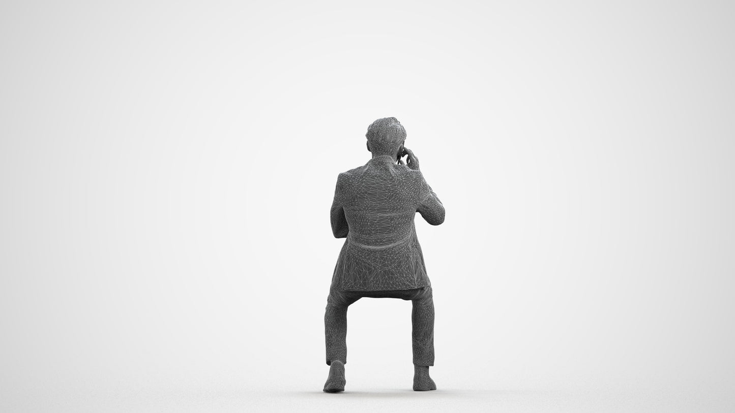 realistic 3D human man business, archviz people FBX OBJ for Blender, wireframe front view