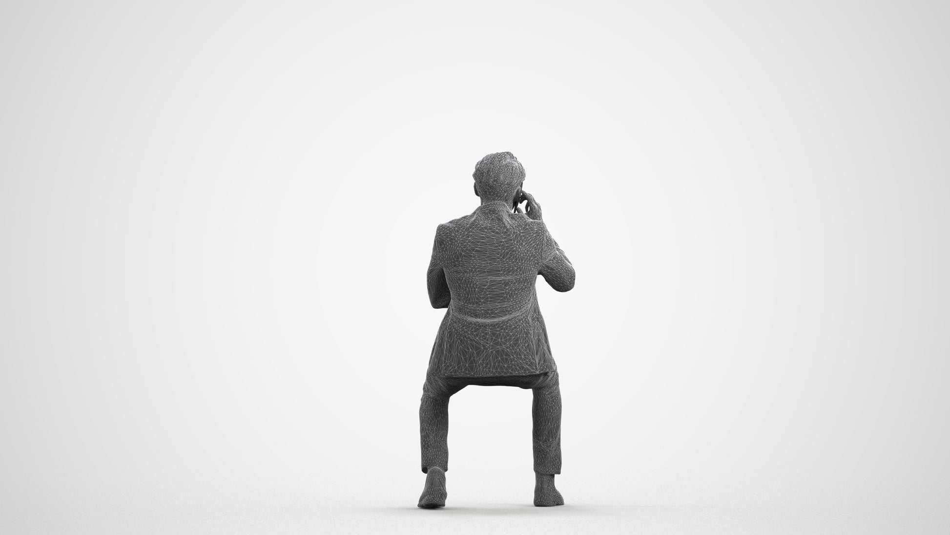 realistic 3D human man business, archviz people FBX OBJ for Blender, wireframe front view