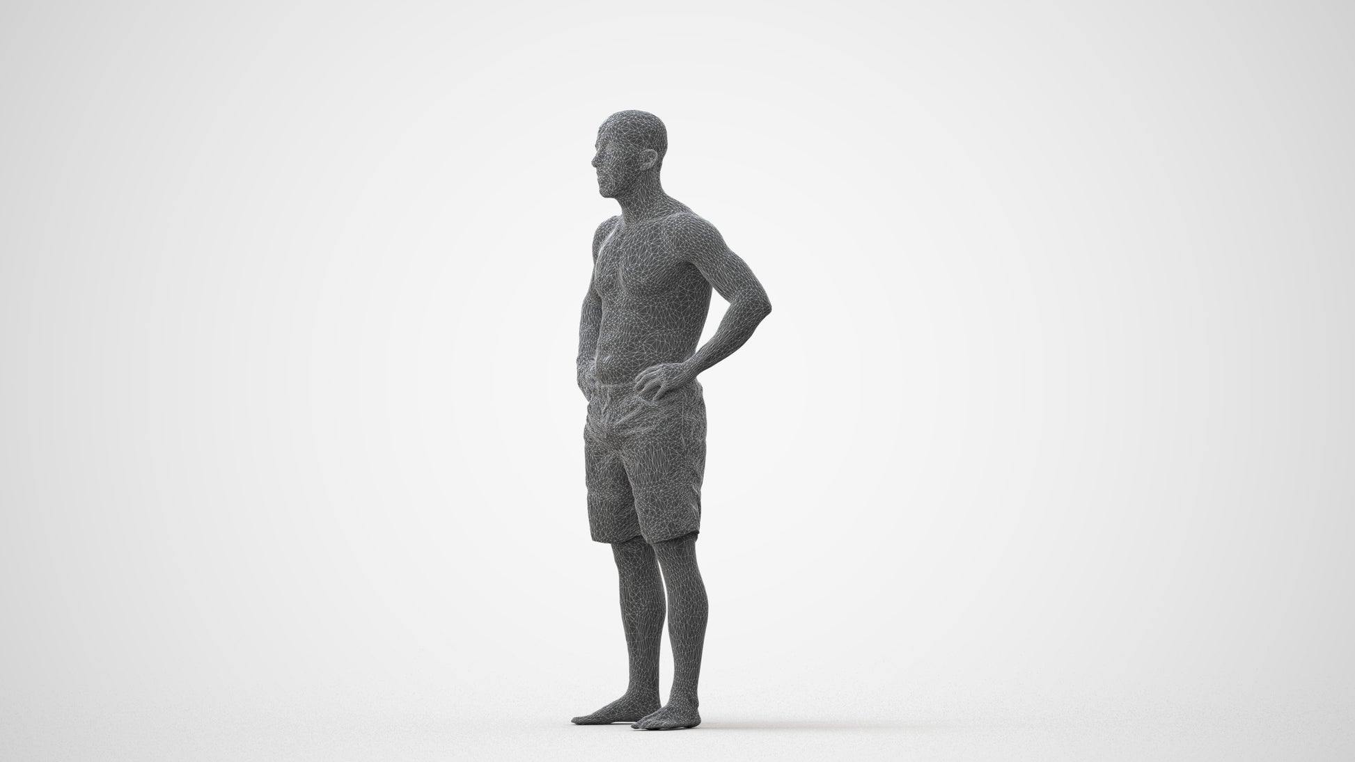 realistic 3D human man pool, archviz people FBX OBJ for Blender, square thumbnail