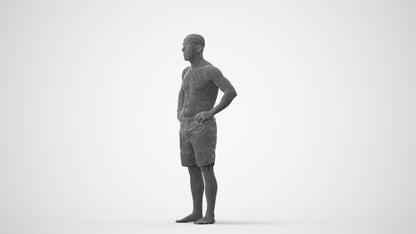 realistic 3D human man pool, archviz people FBX OBJ for Blender, square thumbnail