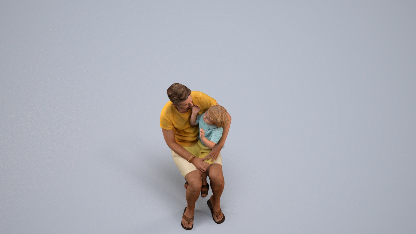 scanned 3D boy casual kids, photogrammetry people for Enscape and V-Ray, back view render