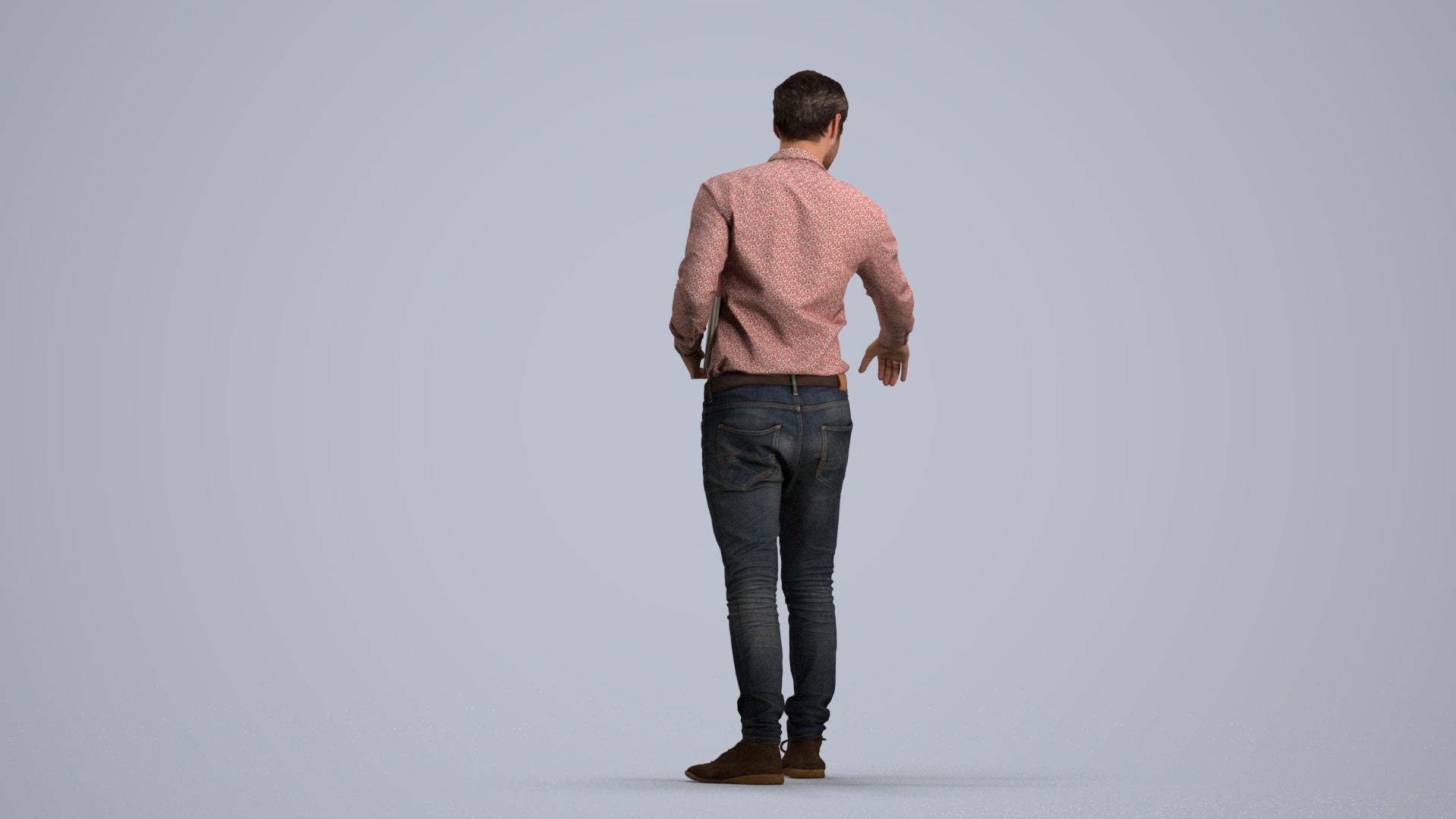 3D people model man casual formal, scanned human for 3ds Max rendering, front view render