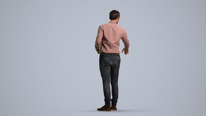3D people model man casual formal, scanned human for 3ds Max rendering, front view render