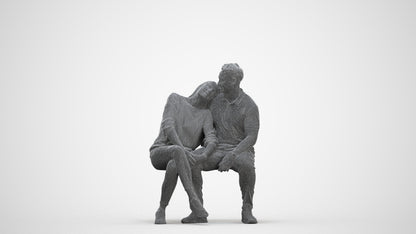 realistic 3D human woman casual couple, archviz people FBX OBJ for Blender, three-quarter front view render