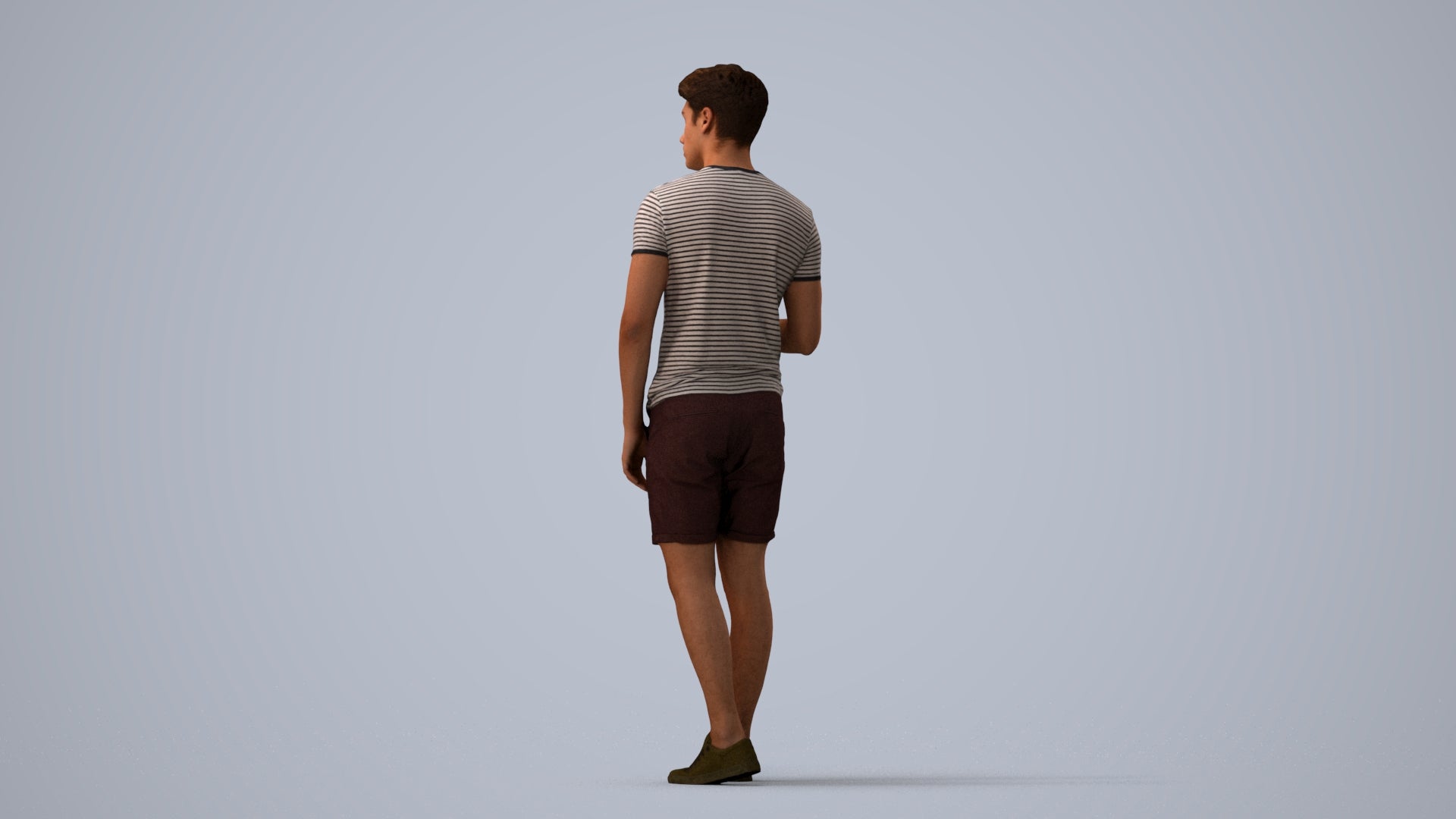 realistic 3D human man casual standing, archviz people FBX OBJ for Blender, three-quarter view render