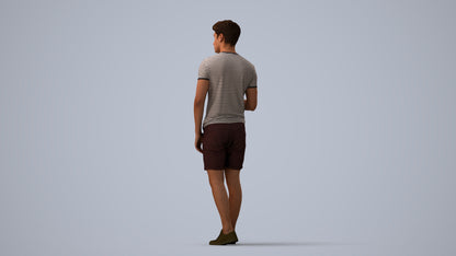 realistic 3D human man casual standing, archviz people FBX OBJ for Blender, three-quarter view render