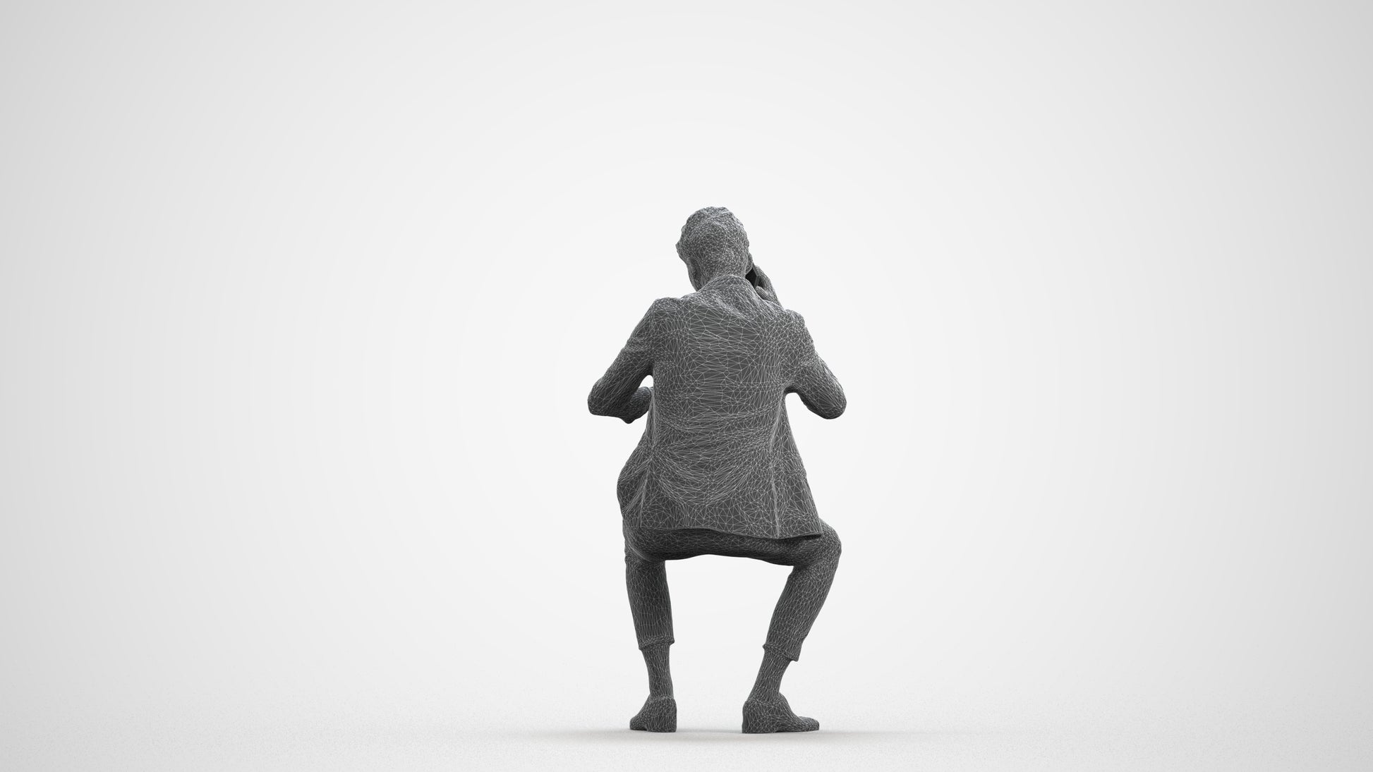 photogrammetry 3D man business, realistic human model archviz FBX, wireframe front view