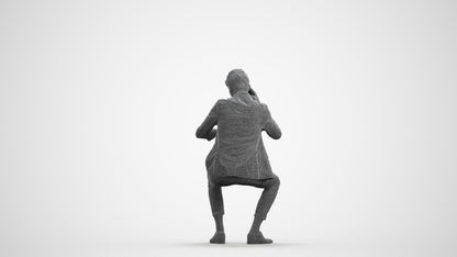 photogrammetry 3D man business, realistic human model archviz FBX, wireframe front view