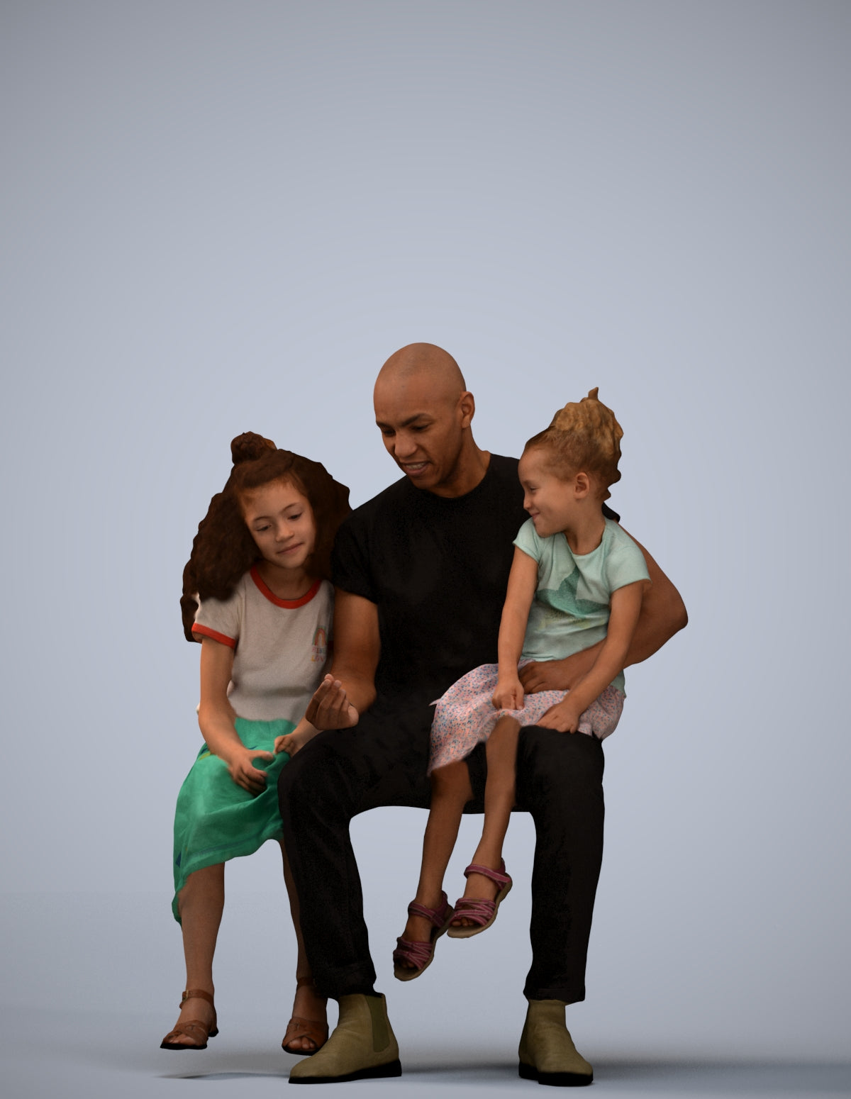 realistic 3D girl casual kids, scanned archviz people for Blender and 3ds Max