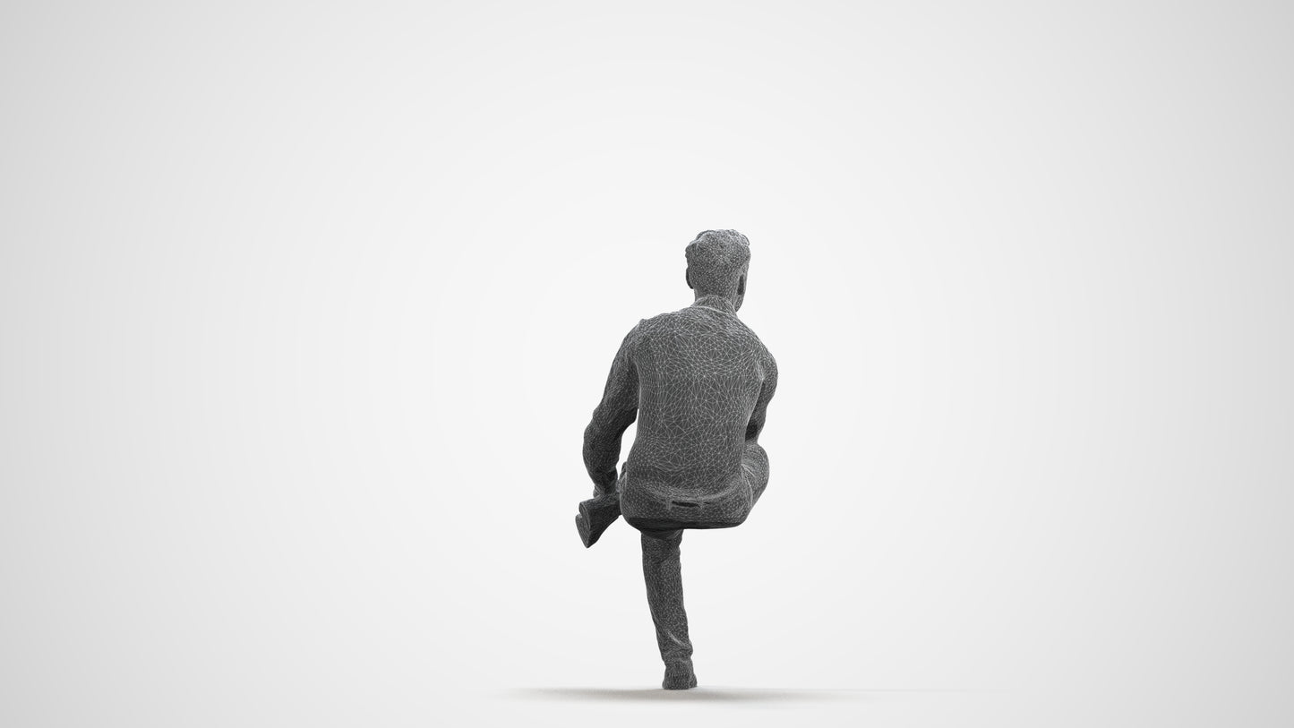 realistic 3D man business, scanned archviz people for Blender and 3ds Max, wireframe front view