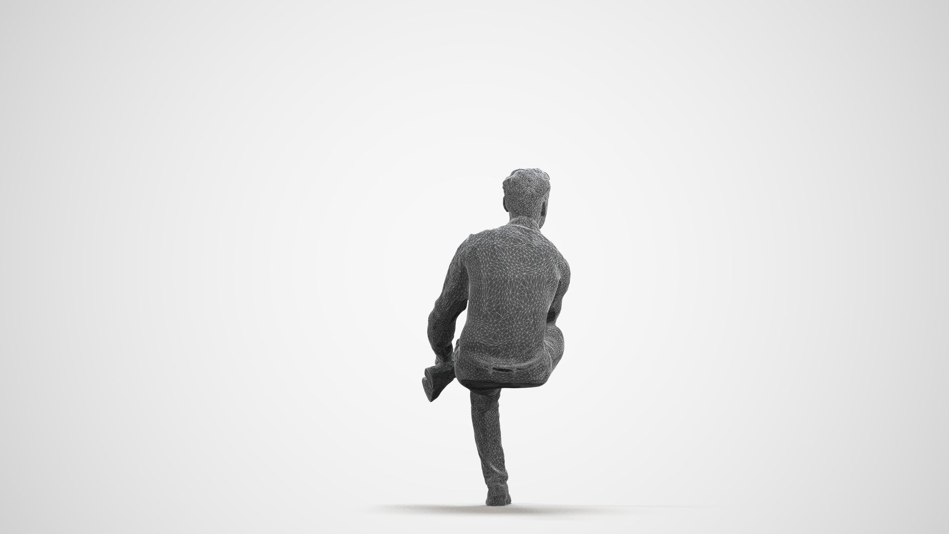 realistic 3D man business, scanned archviz people for Blender and 3ds Max, wireframe front view