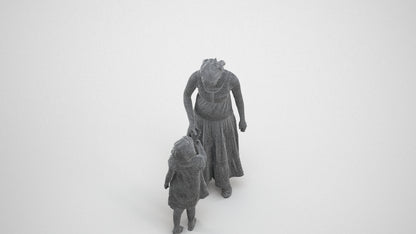 realistic 3D girl casual kids, scanned archviz people for Blender and 3ds Max, wireframe three-quarter view