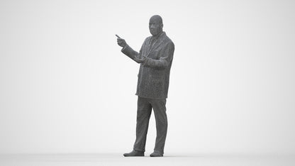 realistic 3D human man business, archviz people FBX OBJ for Blender, wireframe back view