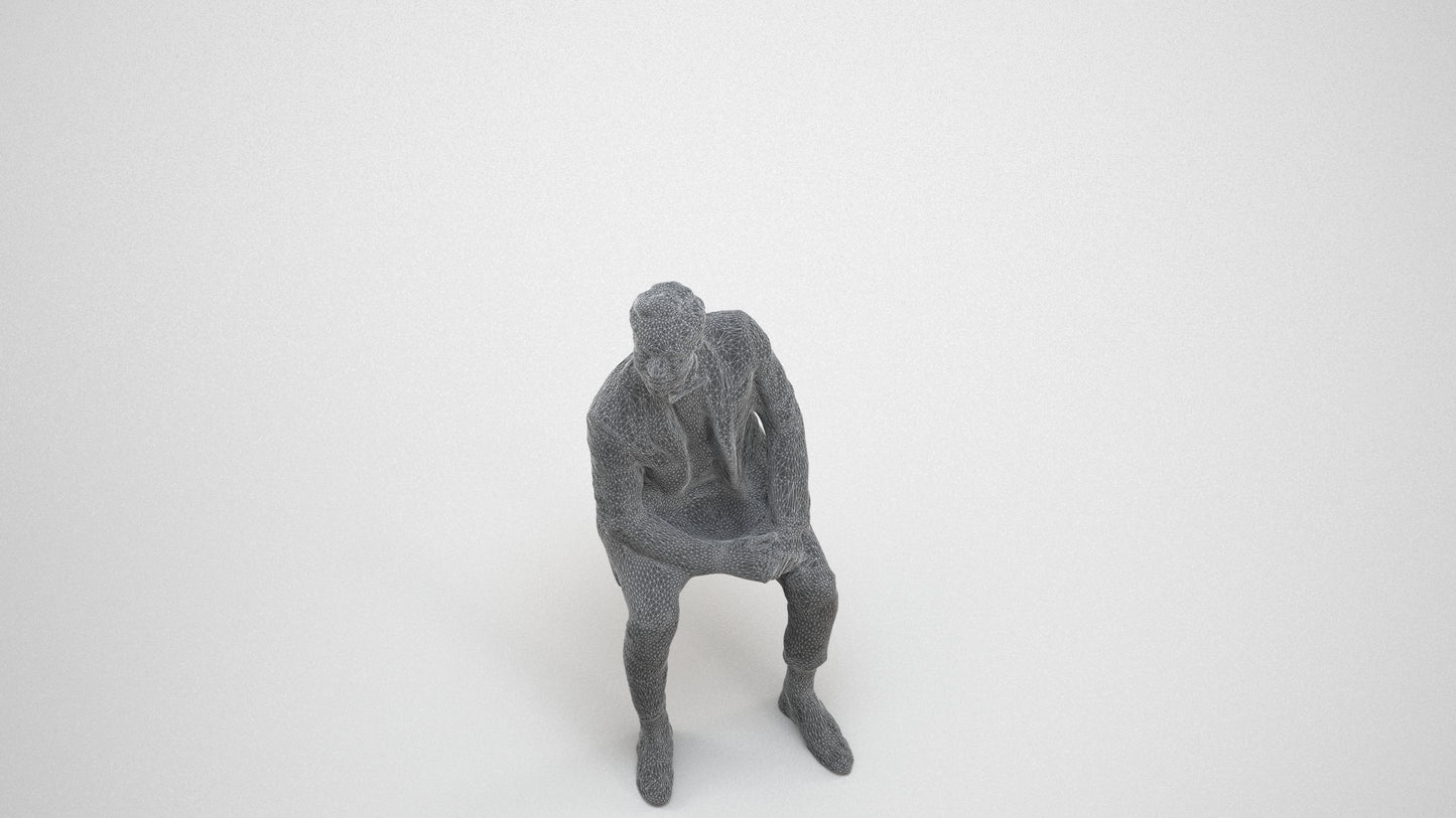 photogrammetry 3D man formal formalaffairs, realistic human model archviz FBX, wireframe three-quarter view
