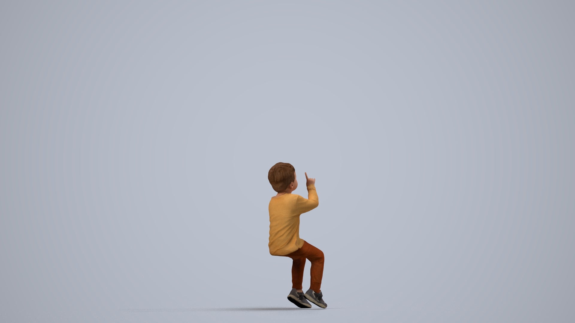 scanned 3D boy casual kids, photogrammetry people for Enscape and V-Ray, side view render