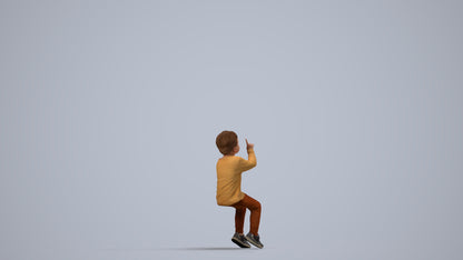 scanned 3D boy casual kids, photogrammetry people for Enscape and V-Ray, side view render