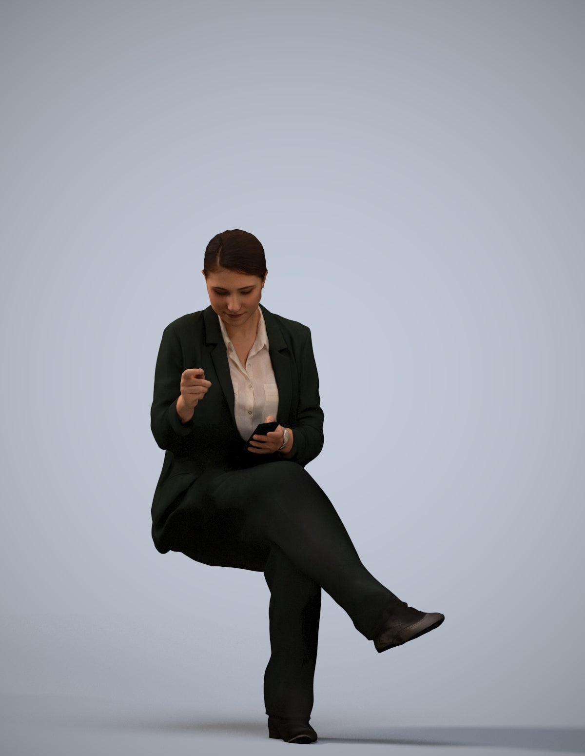 3D human model woman business, photogrammetry scanned person for archviz