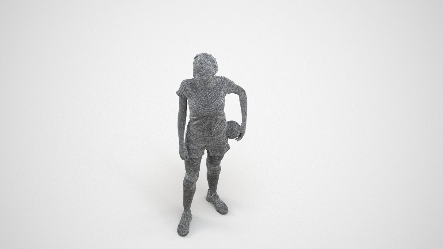 realistic 3D human woman sport, archviz people FBX OBJ for Blender, wireframe three-quarter view