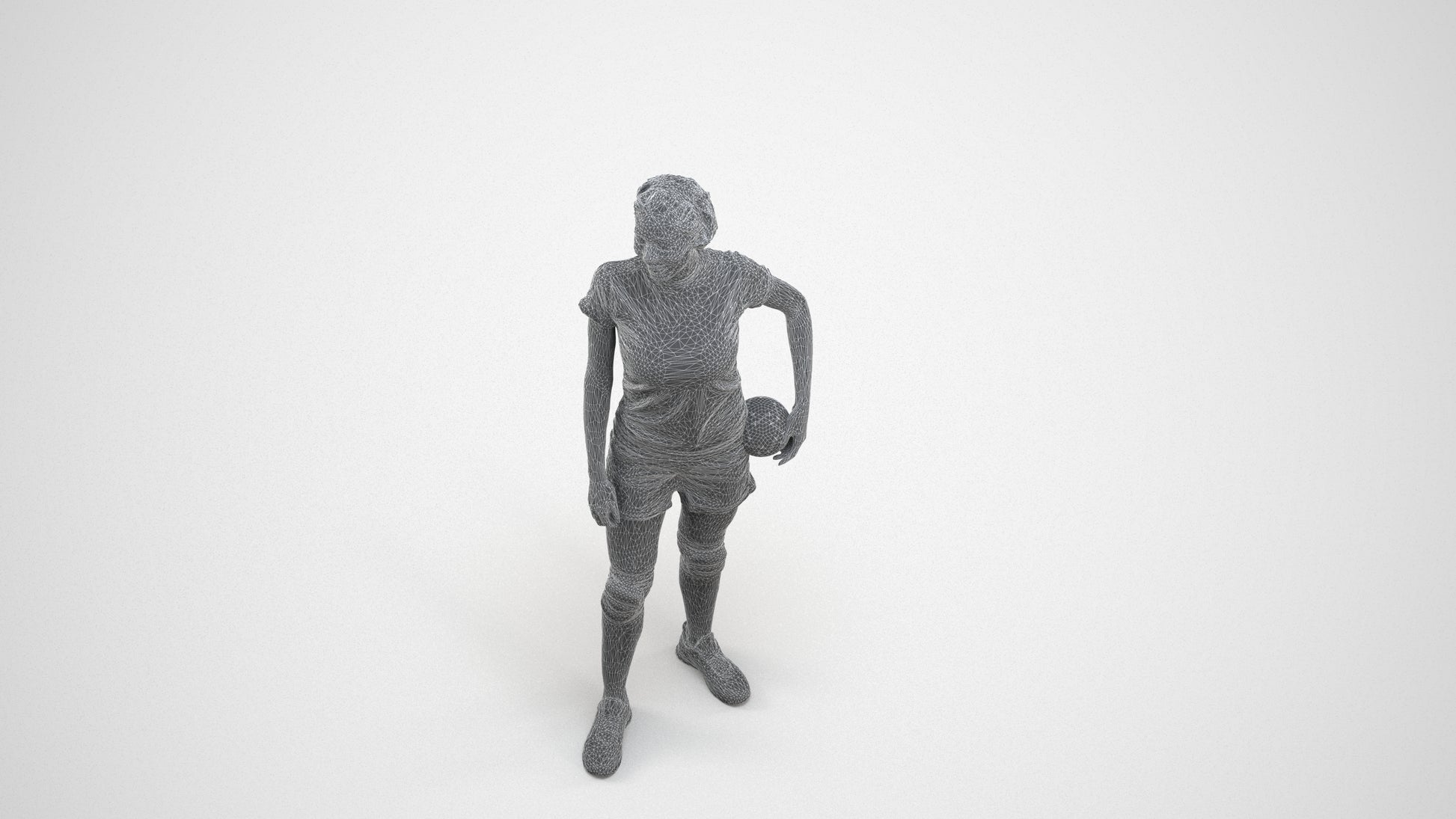 realistic 3D human woman sport, archviz people FBX OBJ for Blender, wireframe three-quarter view