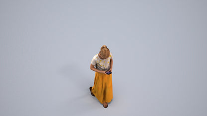 3D human model woman casual kids, photogrammetry scanned person for archviz, back view render