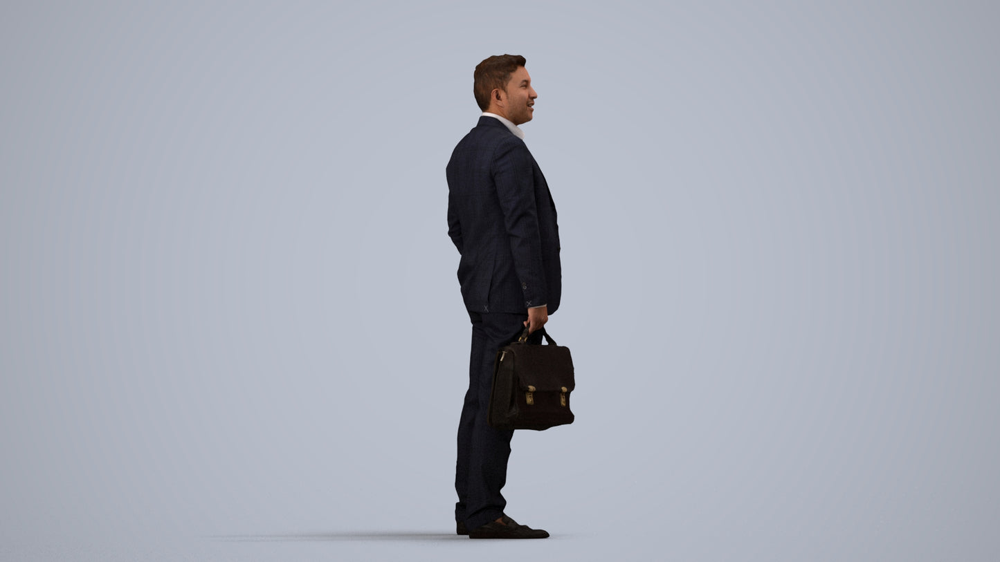 realistic 3D man business, scanned archviz people for Blender and 3ds Max, side view render