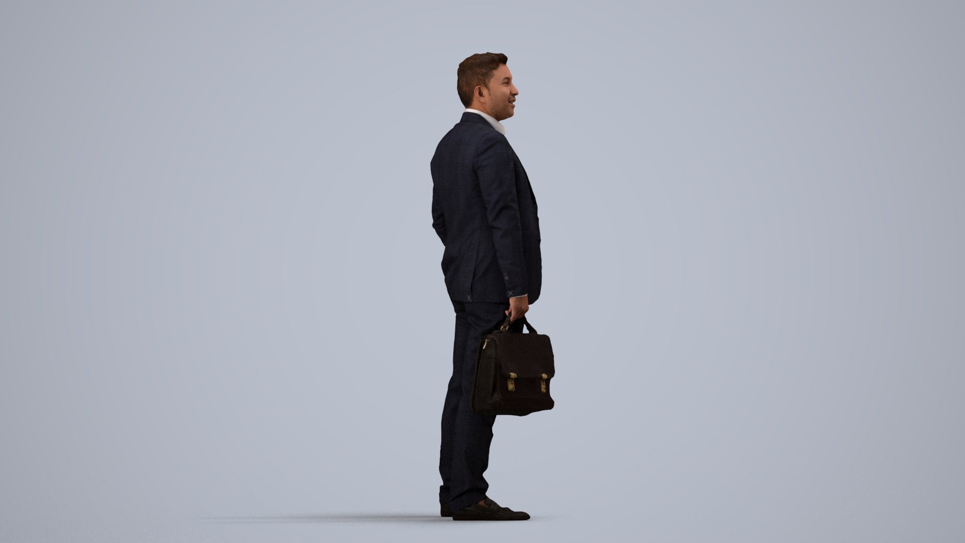 realistic 3D man business, scanned archviz people for Blender and 3ds Max, side view render
