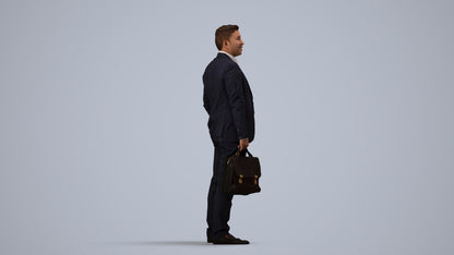 realistic 3D man business, scanned archviz people for Blender and 3ds Max, side view render