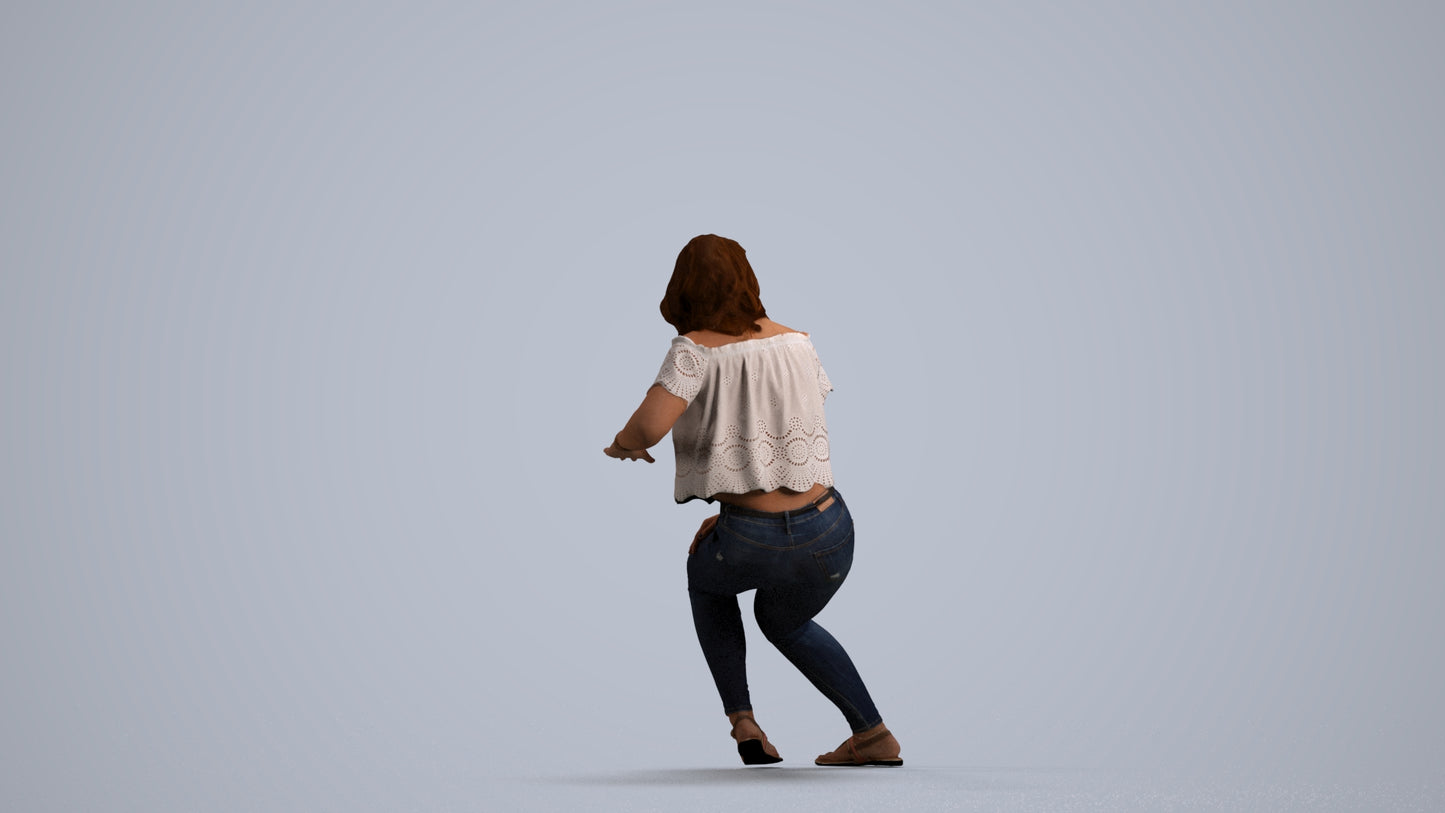 realistic 3D people woman casual sitting, render-ready for V-Ray and Corona, FBX OBJ, front view render